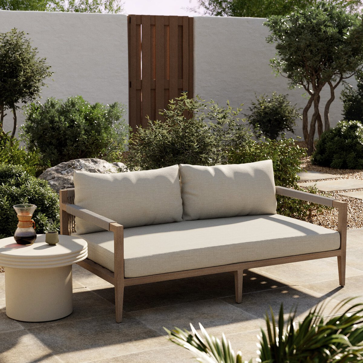 Sherwood Outdoor Sofa, Washed Brown