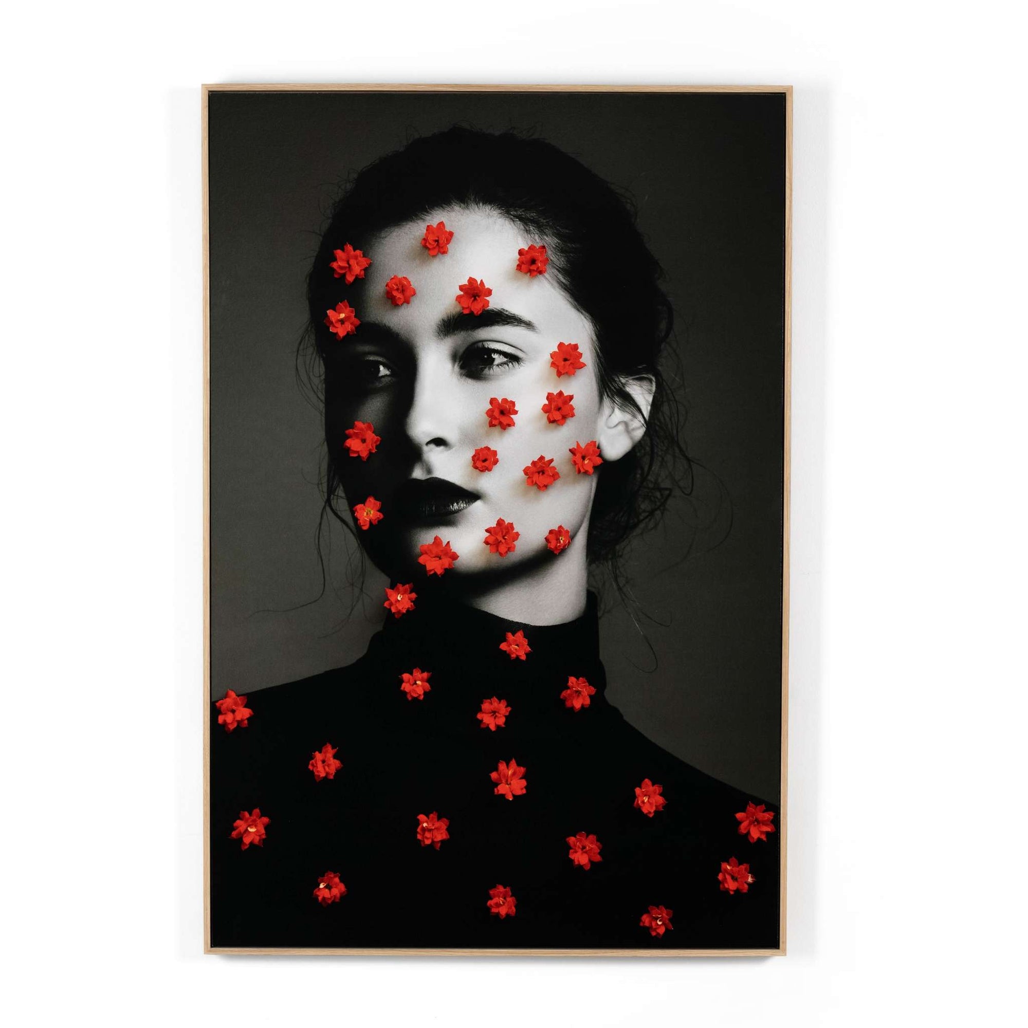 Female Portrait & Red Flowers By Getty