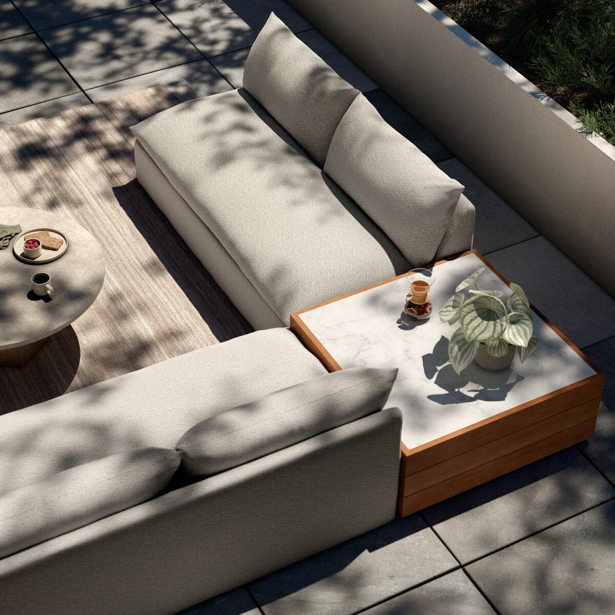 Grant Outdoor 2-Piece Sectional W/ Coffee Table