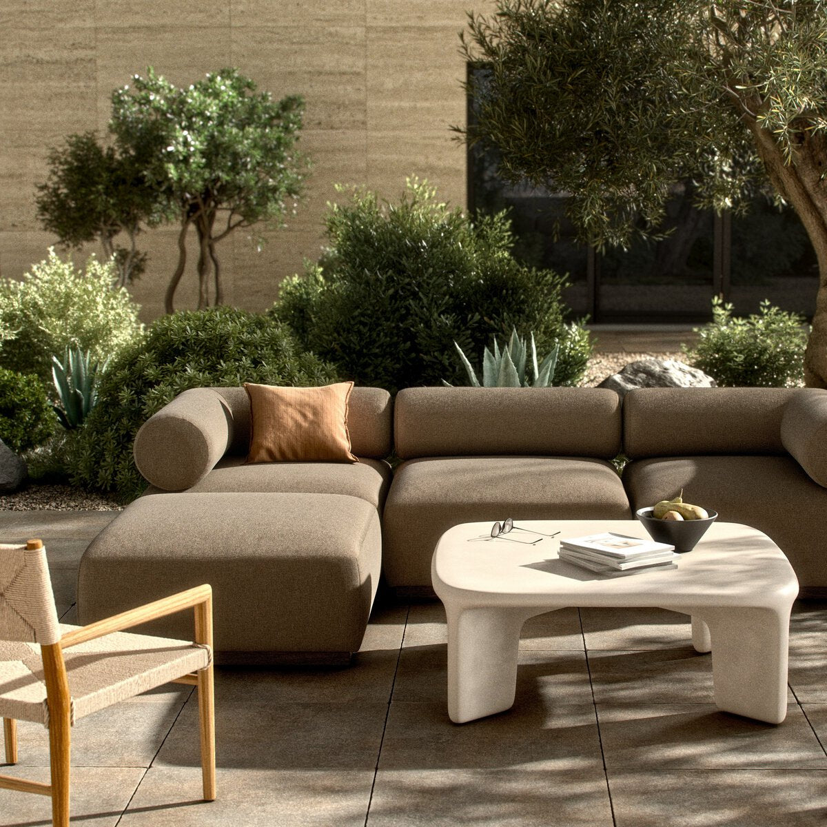 Lenox Outdoor 3 Piece SectionalW/ Ottoman