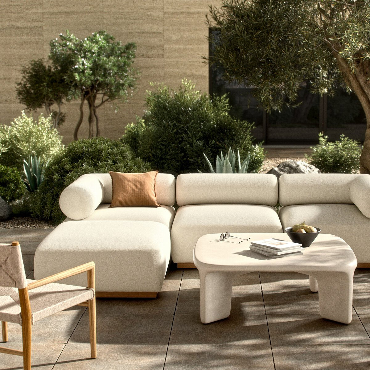 Lenox Outdoor 3 Piece SectionalW/ Ottoman