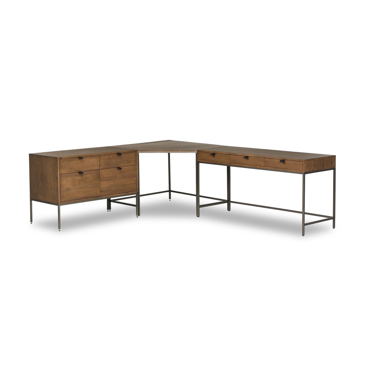 Trey Wide Filing Cabinet Desk System