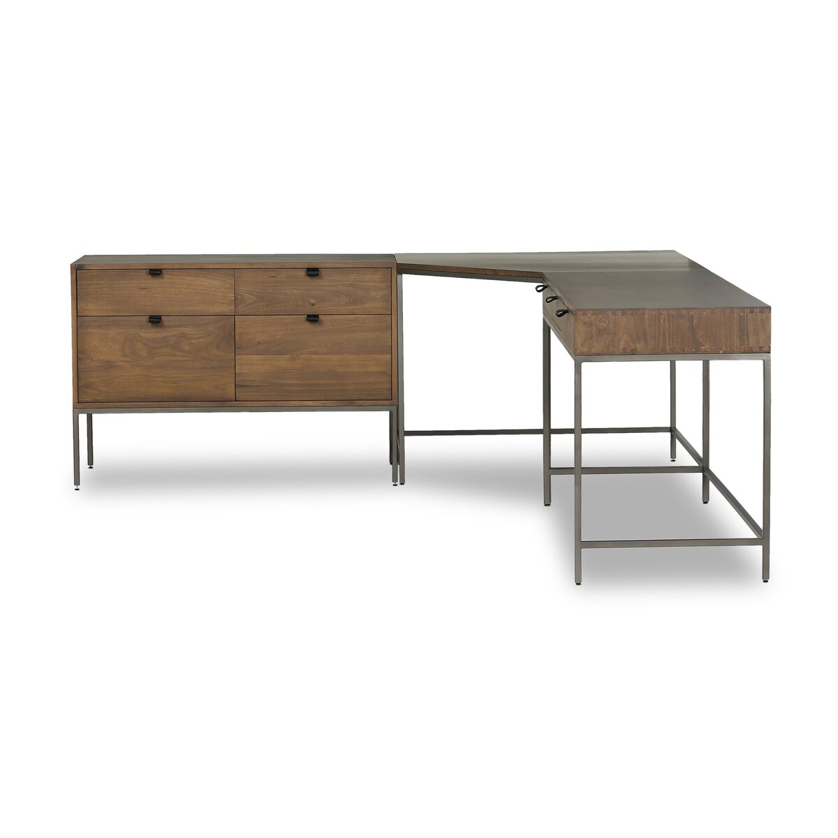 Trey Wide Filing Cabinet Desk System