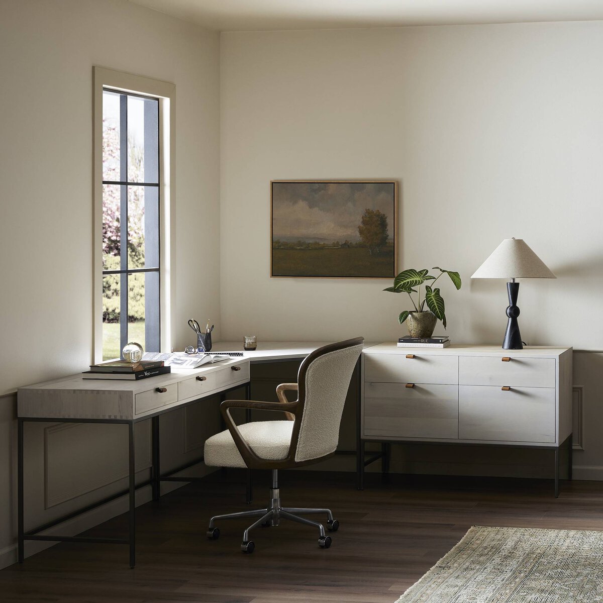 Trey Wide Filing Cabinet Desk System