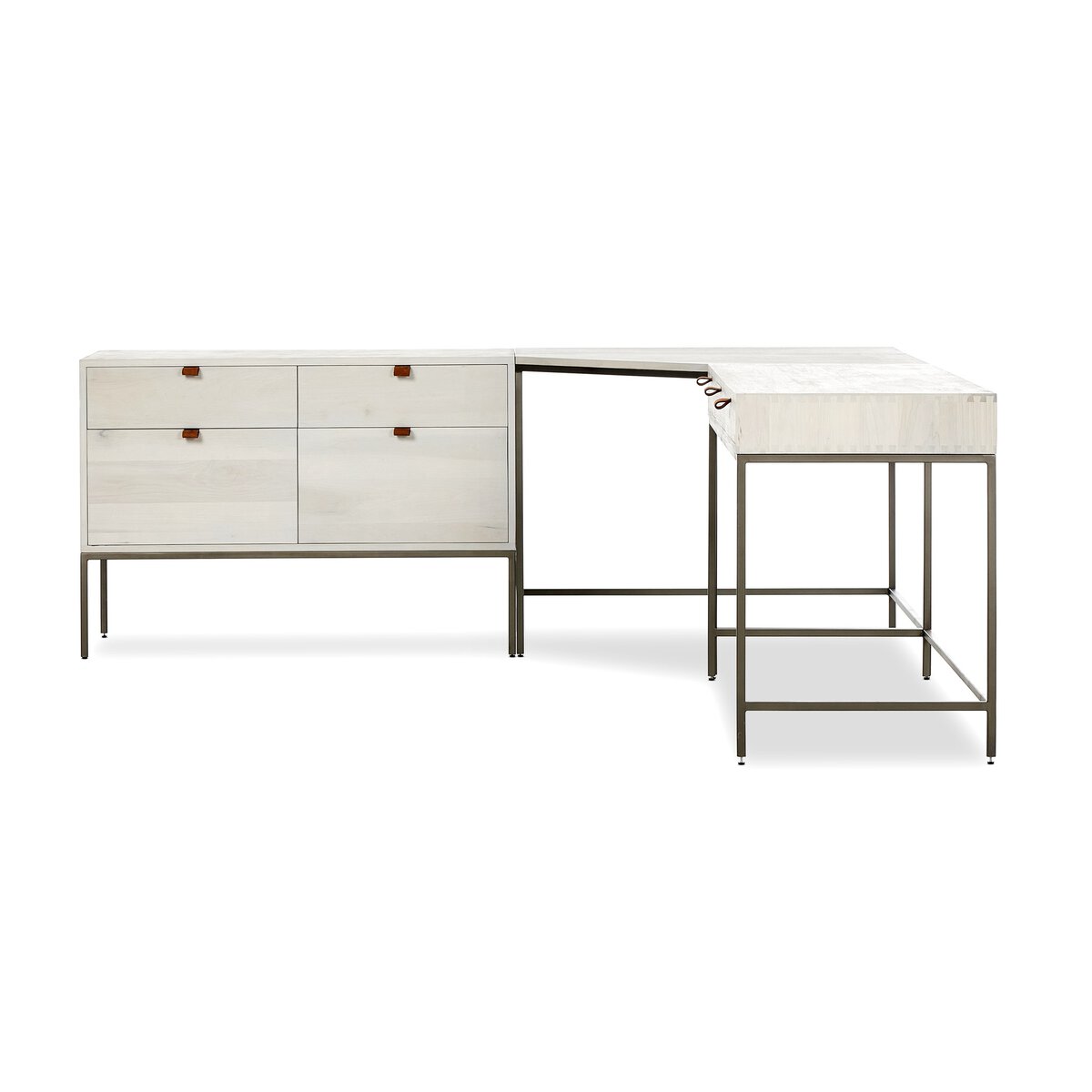 Trey Wide Filing Cabinet Desk System