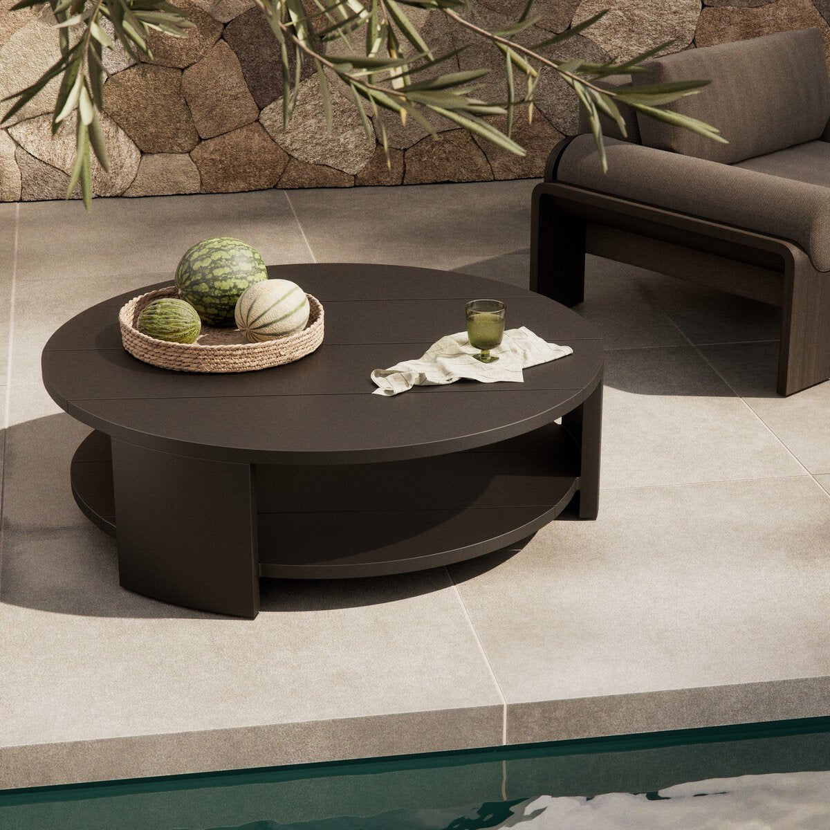 Roca Outdoor Round Metal Coffee Table