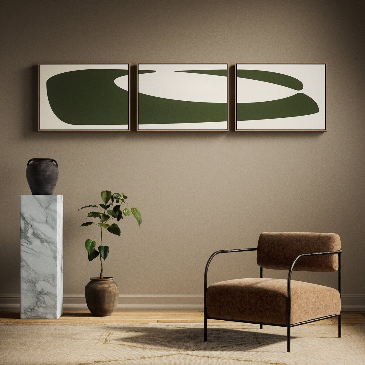 Organic Curves 2 Triptych by FH Art Studio