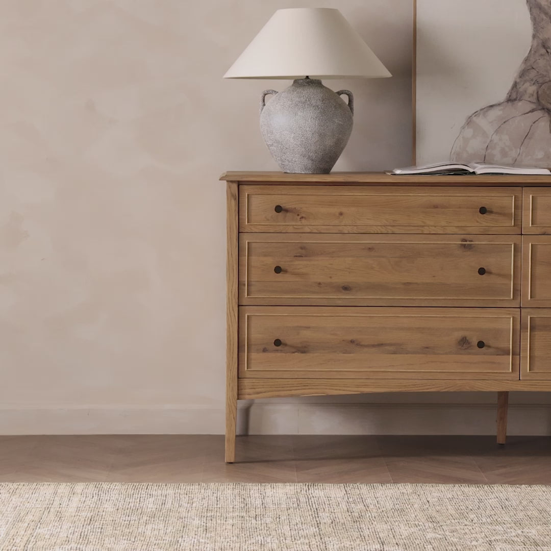 Load video: Maggie 6 Drawer Dresser