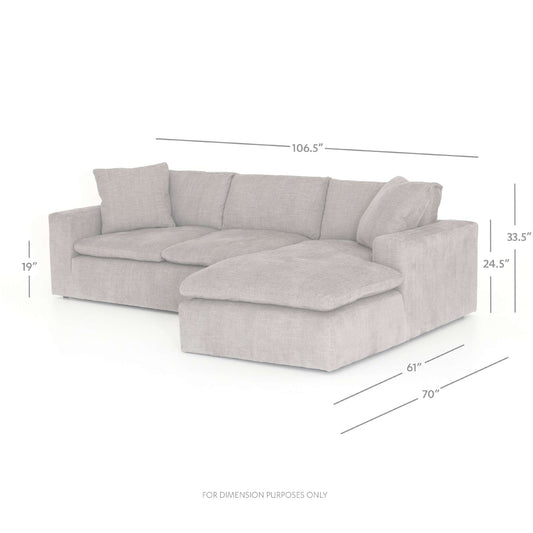 Plume 2pc Sectional-106-Raf Chaise-Grey