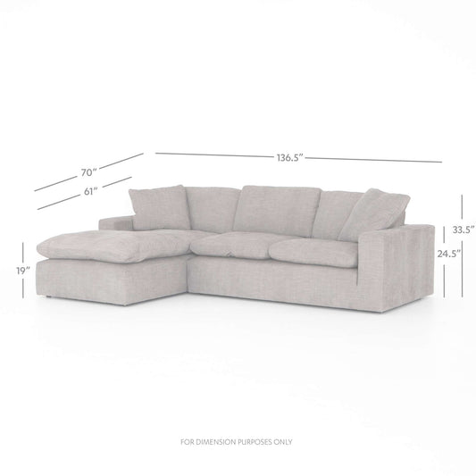 Plume 2pc Sectional-136-Laf Chaise-Hb Gr
