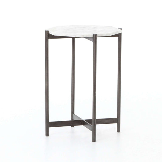Adair Side Table-Hammered Grey W/Clear